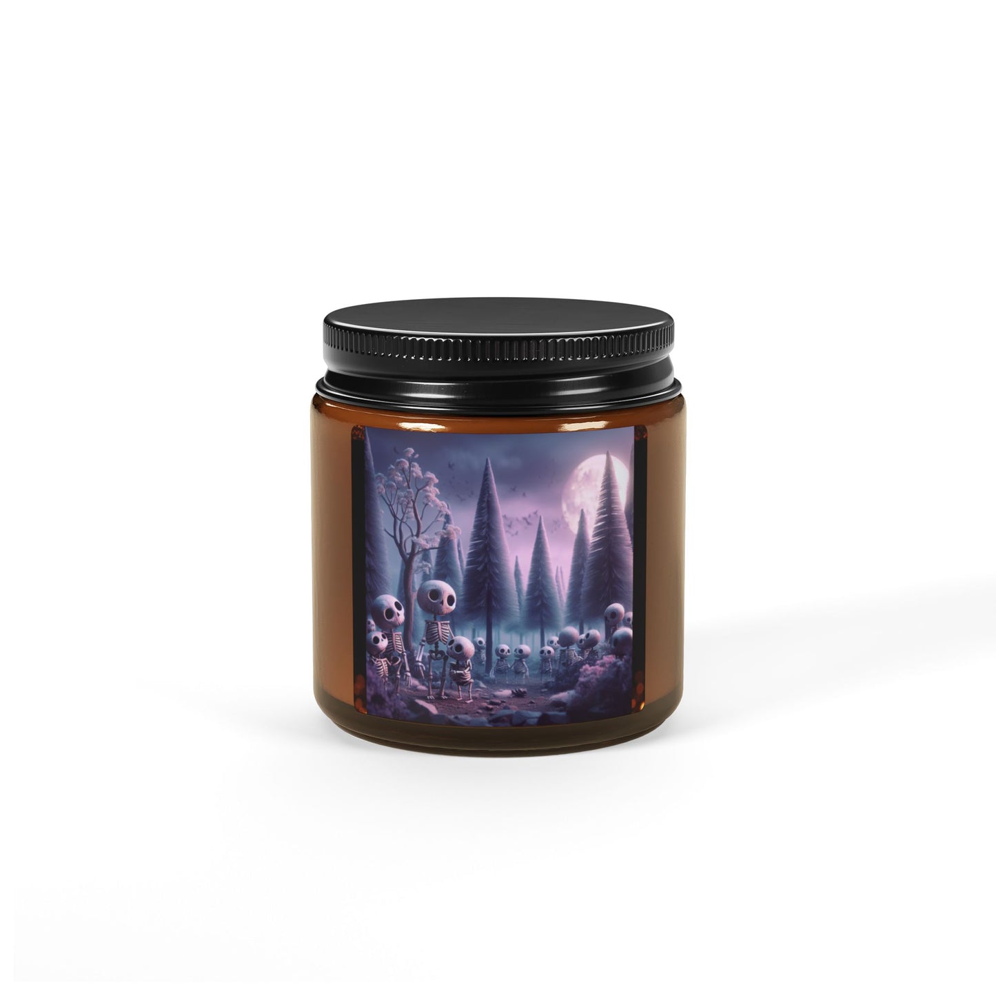 Scented Soy Candle (Multi-Size, Amber Jar) Wintery Spooks Design