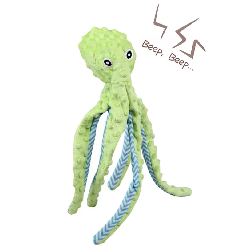 Octopus Plush Dog Toy Durable Stuffed Animal Chew Toy With Squeak Cute Soft Toy For Cleaning Teeth